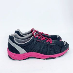 Vionic Womens Alliance Black Pink Lace Up Low Top Round Toe Walking Shoes Size 8